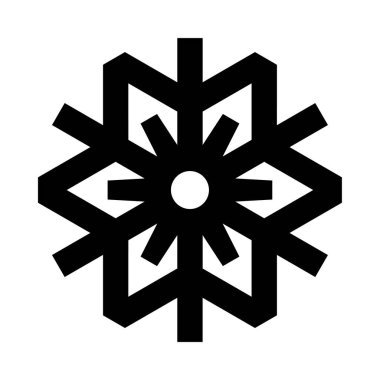 Beyaz arka planda siyah merkezli bir kar tanesi.