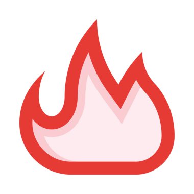 Beyaz arka planı ve kırmızı alevi olan bir ateş.