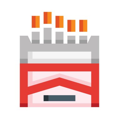 Bir sigara paketi, kırmızı kutu ve bir sigara.