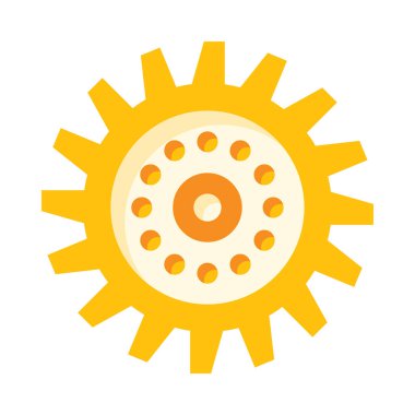 Kırmızı merkezli sarı ve beyaz bir güneş.