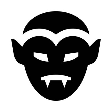 Bir vampir maskesinin siyah beyaz resmi.