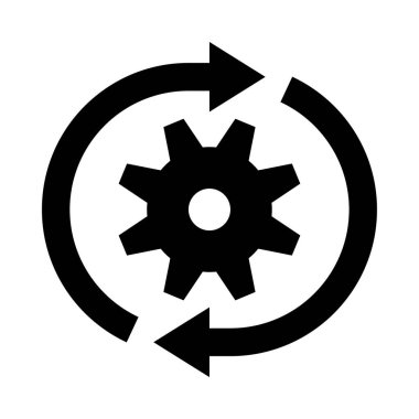 Yön gösteren okları olan dairesel bir dişli çark.