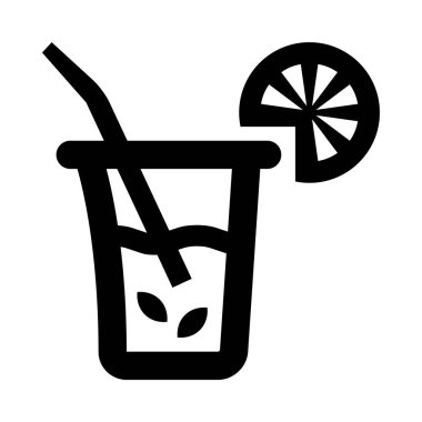 Bir kamış ve bir dilim limonla bir içki.