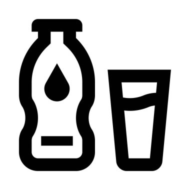 Bir şişe sıvı ve bir bardak su.