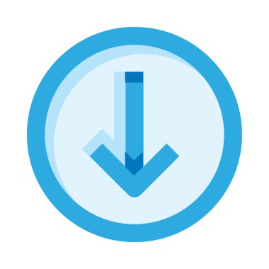 Mavi bir düğme ve aşağıya bakan mavi bir ok.