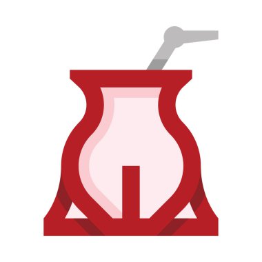 İçinde pipet olan kırmızı bir vazo.