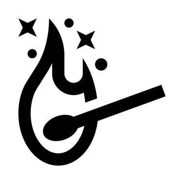 Bir kaşık ve yıldızlı siyah beyaz logo.