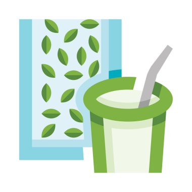 İçinde pipet ve pipet olan bir fincan süt.