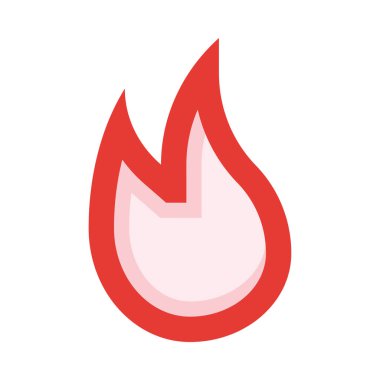 Beyaz arka planı ve kırmızı alevi olan bir ateş.