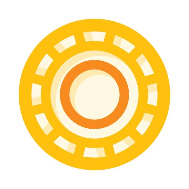 Beyaz arkaplanı olan sarı ve beyaz dairesel bir nesne