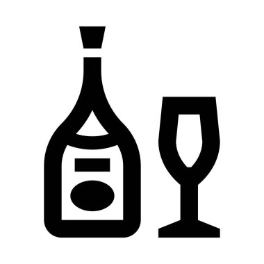 Bir şişe likör ve bir kadeh şarap.