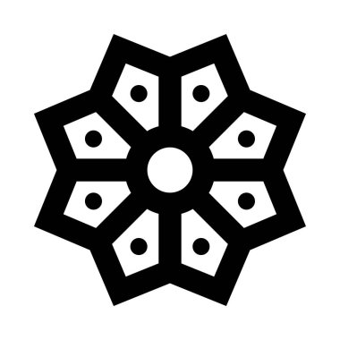 Dört noktalı siyah beyaz bir kar tanesi.