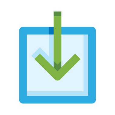 Aşağıya bakan yeşil oklu mavi bir kare.