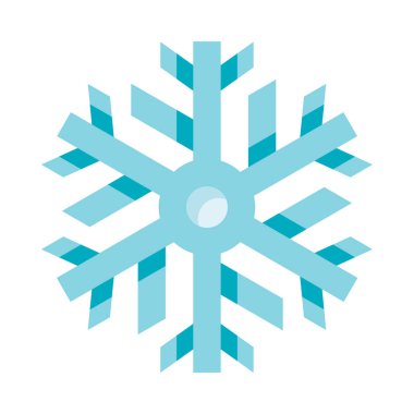 Mavi merkezi ve beyaz arkaplanı olan bir kar tanesi.