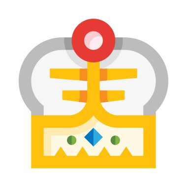 Üstünde kırmızı iğne olan bir taç.