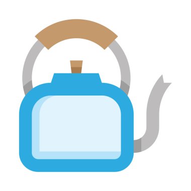 Ahşap saplı mavi çaydanlık.