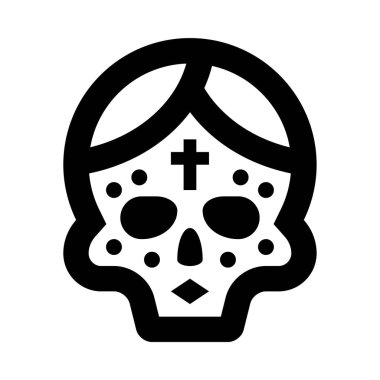 Üzerinde haç olan bir kafatası.