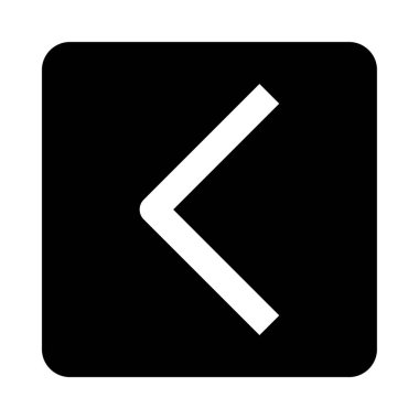 Solu işaret eden beyaz oklu siyah bir kare.