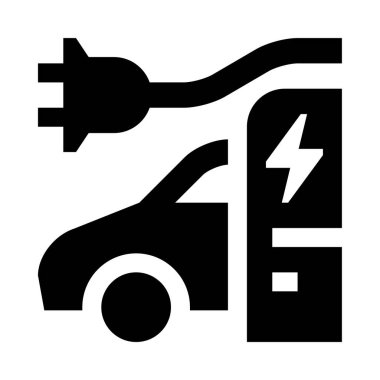 elektrikli araba simgesi, düz tasarım biçimi