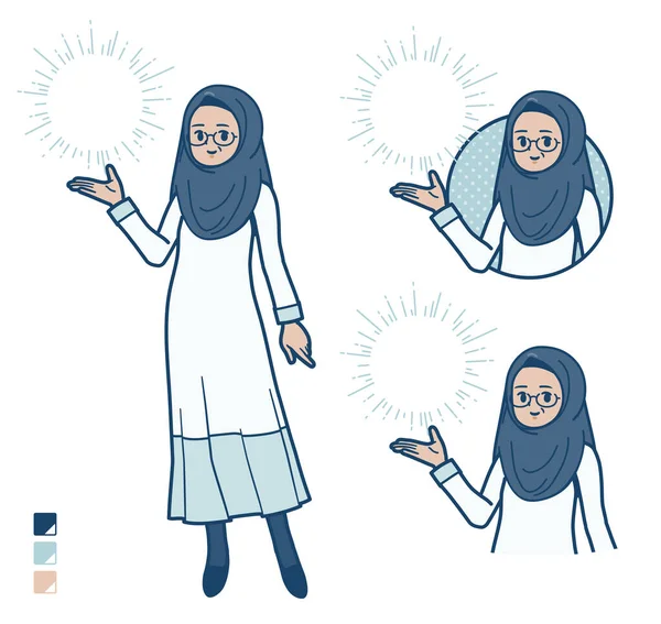 Een Oudere Arabische Vrouw Met Manipulerende Lichtbeelden Het Vectorkunst Dus — Stockvector