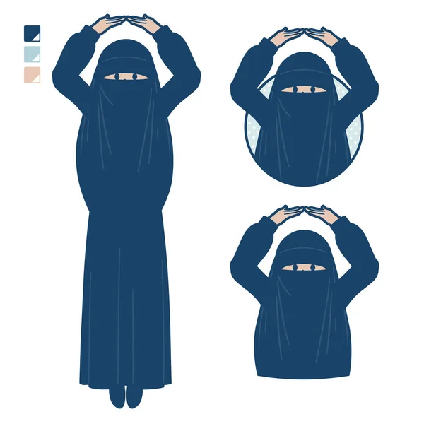 Μια Μουσουλμάνα Γυναίκα Φορώντας Ένα Niqab Κάνοντας Έναν Κύκλο Εικόνες — Διανυσματικό Αρχείο