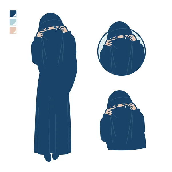 Muzułmanka Nosząca Nikab Płaczem Sztuka Wektorowa Więc Łatwo Edytować — Wektor stockowy