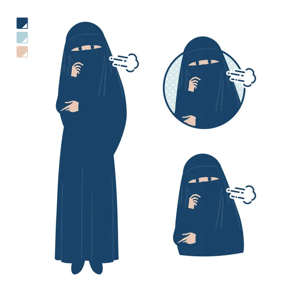 Una Donna Musulmana Che Indossa Niqab Con Immagini Sighing Arte — Vettoriale Stock
