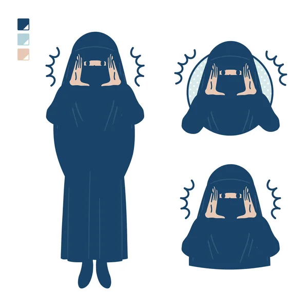 Una Mujer Musulmana Que Usa Niqab Con Imágenes Voz Alta — Archivo Imágenes Vectoriales