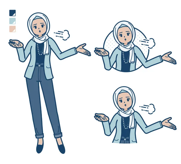 一个随和的阿拉伯女人 头脑发热的形象 它是矢量艺术 所以很容易编辑 — 图库矢量图片