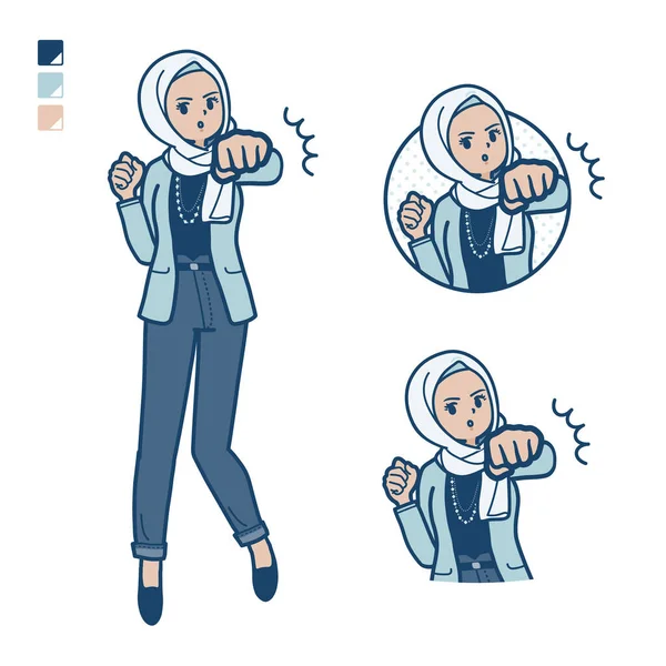 一个阿拉伯女人 穿着休闲装 头像是冲刺 它是矢量艺术 所以很容易编辑 — 图库矢量图片