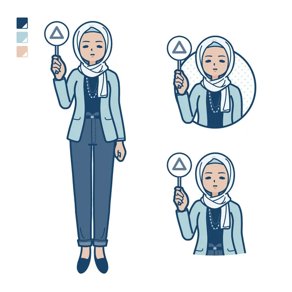 一个阿拉伯女人 穿着休闲的衣服 带着三角形的面板图片 这是个矢量艺术 所以很容易编辑 — 图库矢量图片