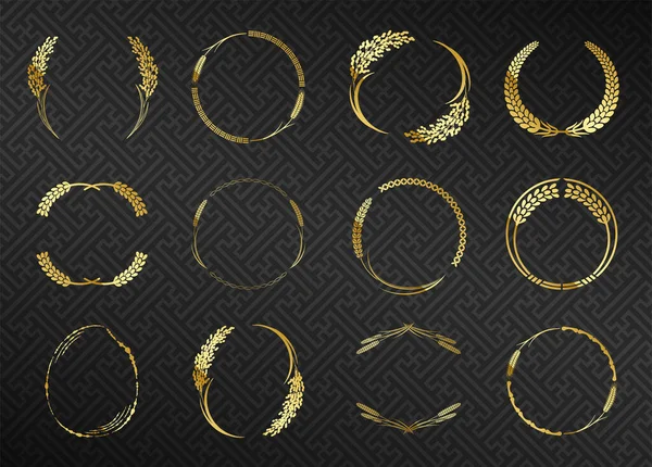 Этикетка Золотистого Цвета Обозначающая Один Тон Риса Пшеницы — стоковый вектор