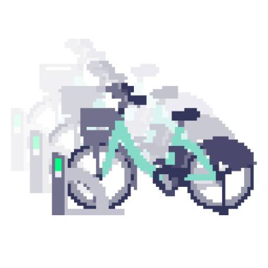 Bisiklet kiralama. Düzenlemesi kolay vektör illüstrasyonu.