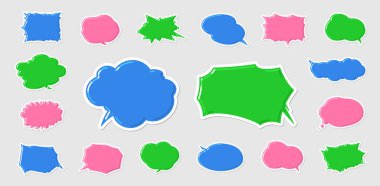 Yarı stereoskopik tasarımı olan çeşitli şekillerde konuşma baloncukları. Düzenlemesi kolay vektör verileri.