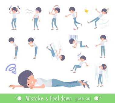 Başarısızlık ve bunalımı ifade eden bir dizi tişört püre saçlı kadın. Yönlendirmesi çok kolay..