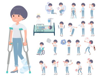 Yaralı ve hasta bir kadın tişörtü. Yönlendirici sanatı düzenlemek çok kolay..