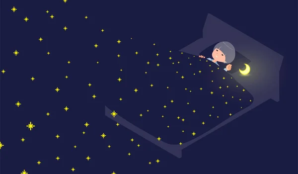 一套毛茸茸的T恤女人睡在星空中 矢量艺术很容易编辑 — 图库矢量图片