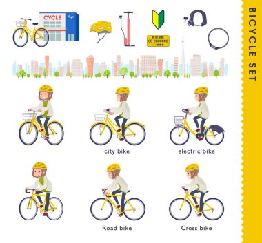 Çeşitli bisikletlere binen sıradan moda kadınları. Yönlendirmesi çok kolay..