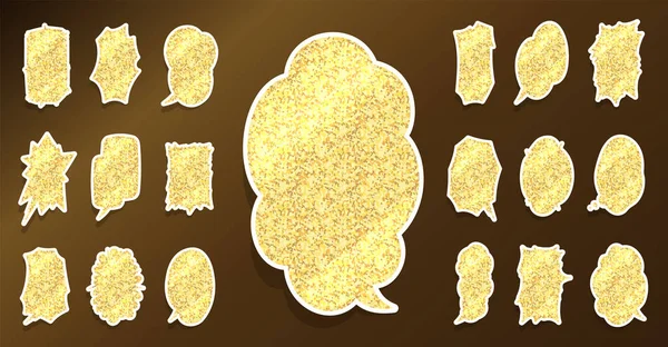 Stock vector Speech bubbles of various shapes of golden glitter. Vector data that is easy to edit.