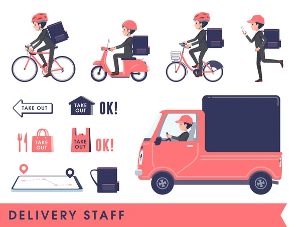 Set Business Man Doing Delivery Vector Art Easy Edit — Stock Vector