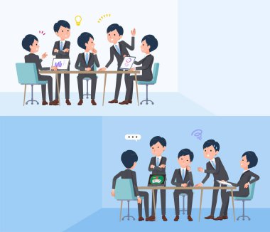 Bir grup iş adamının intraserebral toplantısı var. Vektör sanatını düzenlemek çok kolay..