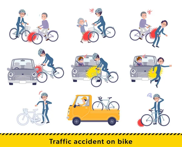 Ensemble Homme Affaires Dans Accident Vélo Est Art Vectoriel Facile — Image vectorielle