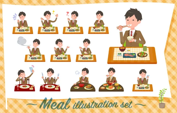 Set Blazer Schoolboy Meals Vector Art Easy Edit — Stock Vector