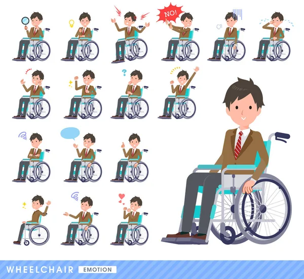 Tekerlekli Sandalyedeki Spor Ceketli Bir Çocuk Gülme Öfke Sorun Gibi — Stok Vektör