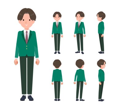 Önde, arkada ve arkada duran bir spor ceketi takımı. Yönlendirmesi çok kolay..