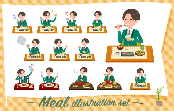 Eine Reihe Von Blazer Schuljunge Über Mahlzeiten Ist Vektorkunst Einfach — Stockvektor