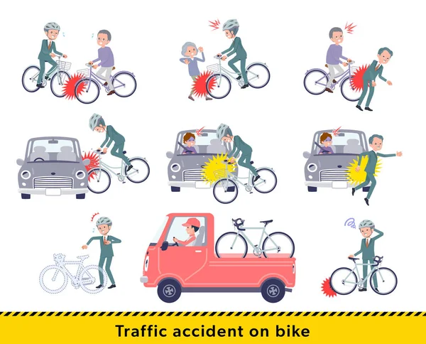 Set Business President Man Bicycle Accident Vector Art Easy Edit — Stock Vector