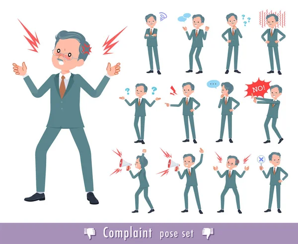 Set Business President Man Expressing Discontent Vector Art Easy Edit — Stock Vector
