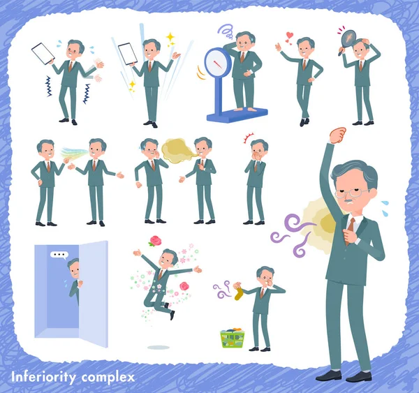 Set Business President Man Inferiority Complex Vector Art Easy Edit — Stock Vector