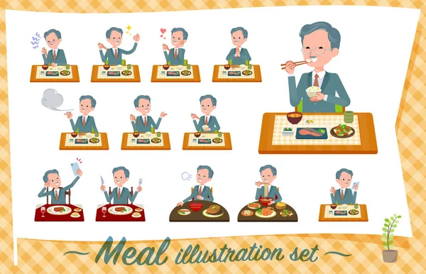 Set Business President Man Meals Vector Art Easy Edit — Stock Vector